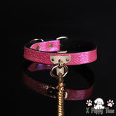 Pink Snakeskin Chain Collar with Leash