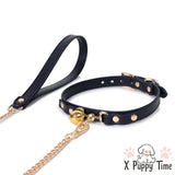 Gold Bell Leather Puppy Collar
