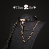 Black Mosaic Leather Chain Choker