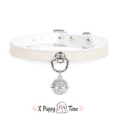 Croc Embossed White Leather Choker