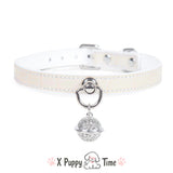 Croc Embossed White Leather Choker