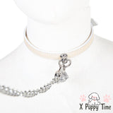 Croc Embossed White Leather Choker