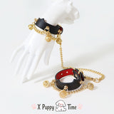 Golden Chain Bell Leather Choker Set