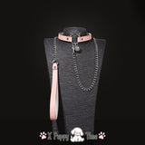 Pink Cat Ears Bell Leather Chain Collar