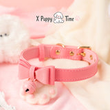 Bow Bell Leather Choker Collar