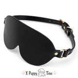 Black Faux Leather Blindfold Mask