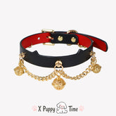 Golden Chain Bell Leather Choker Set