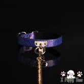Purple Snakeskin Chain Collar with Leash