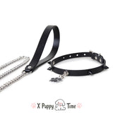 Spiked Paw Charm Leather Choker