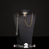 Black Mosaic Leather Chain Choker