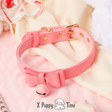 Bow Bell Leather Choker Collar