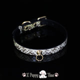 Snakeskin Bat Wing Leather Choker with Leash