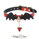 Devil Bat Wing Leather Choker