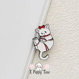 Tied-Up Shy Kitty Enamel Pin