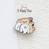 Get-in-Trouble Kitty & Puppy Enamel Pin