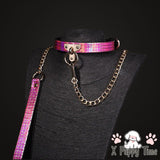 Iridescent Pink Chain Collar with Leash