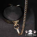 Black Mosaic Leather Chain Choker
