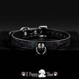 Midnight Croc Leather Choker with Chain