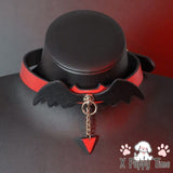 Devil Bat Wing Leather Choker