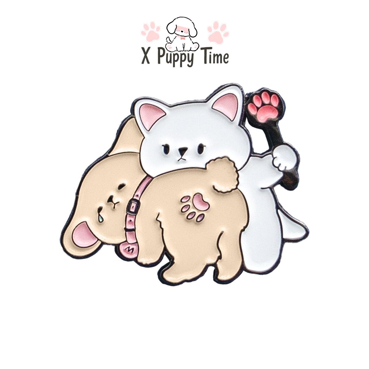 Get-in-Trouble Puppy & Kitty Enamel Pin