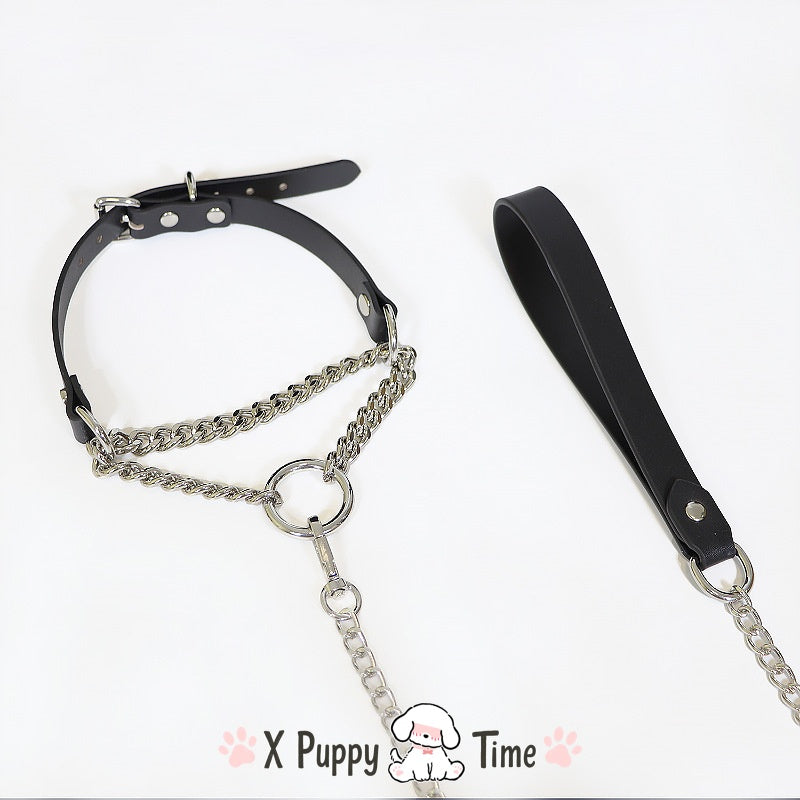 Dual-Chain Ring Choker with Leash