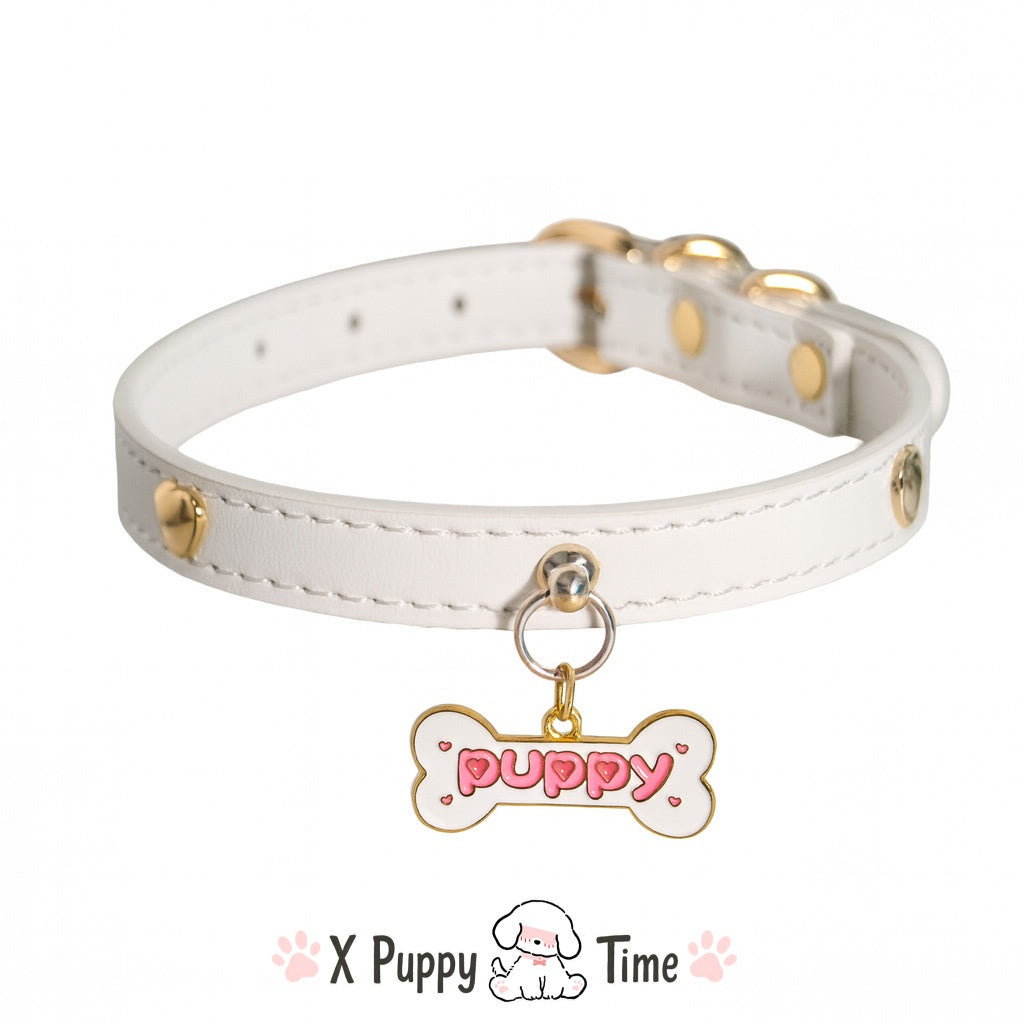White Puppy Bone Leather Choker