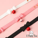 Bow Bell Leather Choker Collar