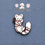 Tied-Up Snow Ferret Enamel Pin