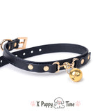 Gold Bell Leather Puppy Collar