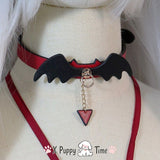 Devil Bat Wing Leather Choker