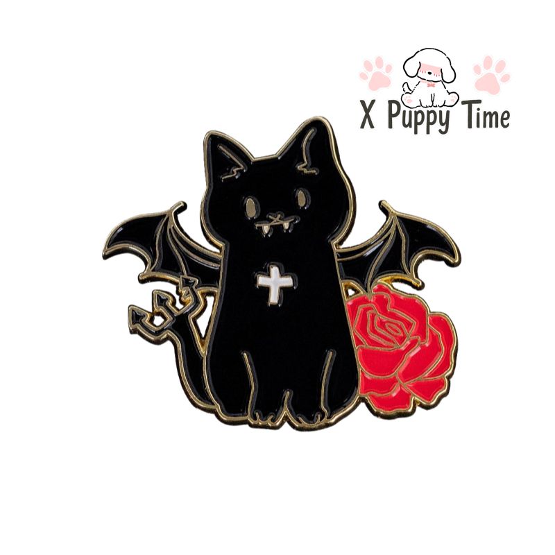 Vampy Rose Cat Enamel Pin