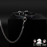 Midnight Croc Leather Choker with Chain