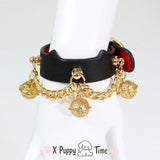 Golden Chain Bell Leather Choker Set
