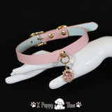 Crystal Gem Leather Choker with Leash
