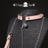 Pink Cat Ears Bell Leather Chain Collar