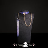 Purple Snakeskin Chain Collar with Leash