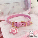 Pink Paw Leather Choker Collar