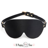 Black Faux Leather Blindfold Mask