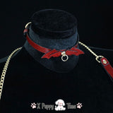 Snakeskin Bat Wing Leather Choker with Leash