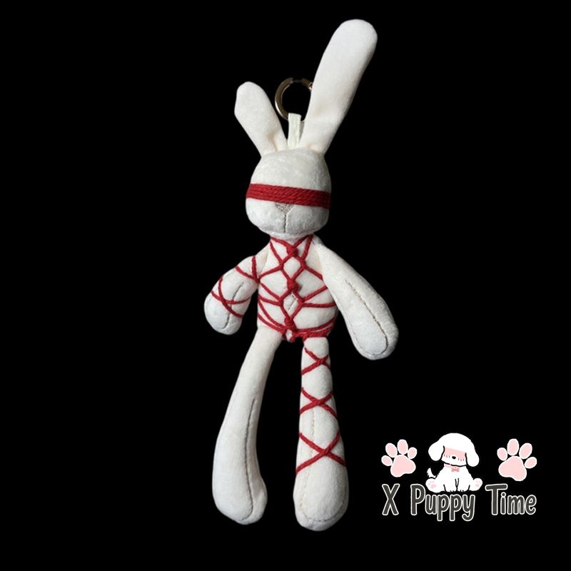 Shibari Bunny Plush Charm – Red Rope