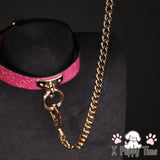 Pink Snakeskin Chain Collar with Leash