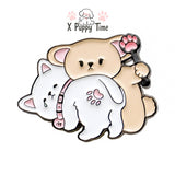 Get-in-Trouble Kitty & Puppy Enamel Pin
