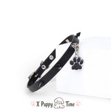 Spiked Paw Charm Leather Choker